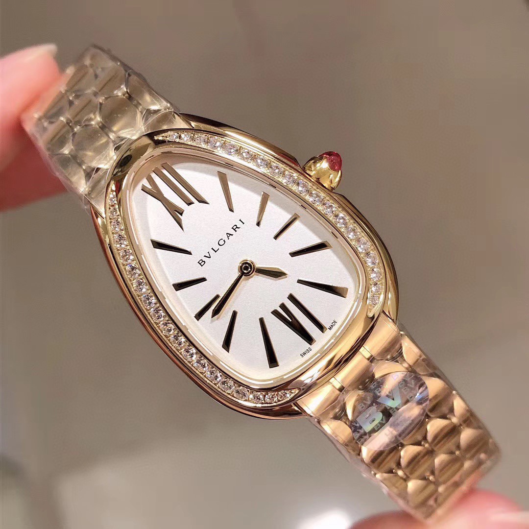 Authentic Bvlgari Serpenti Seduttori Tubogas Watch 18k Gold-Tone Steel Swiss Made