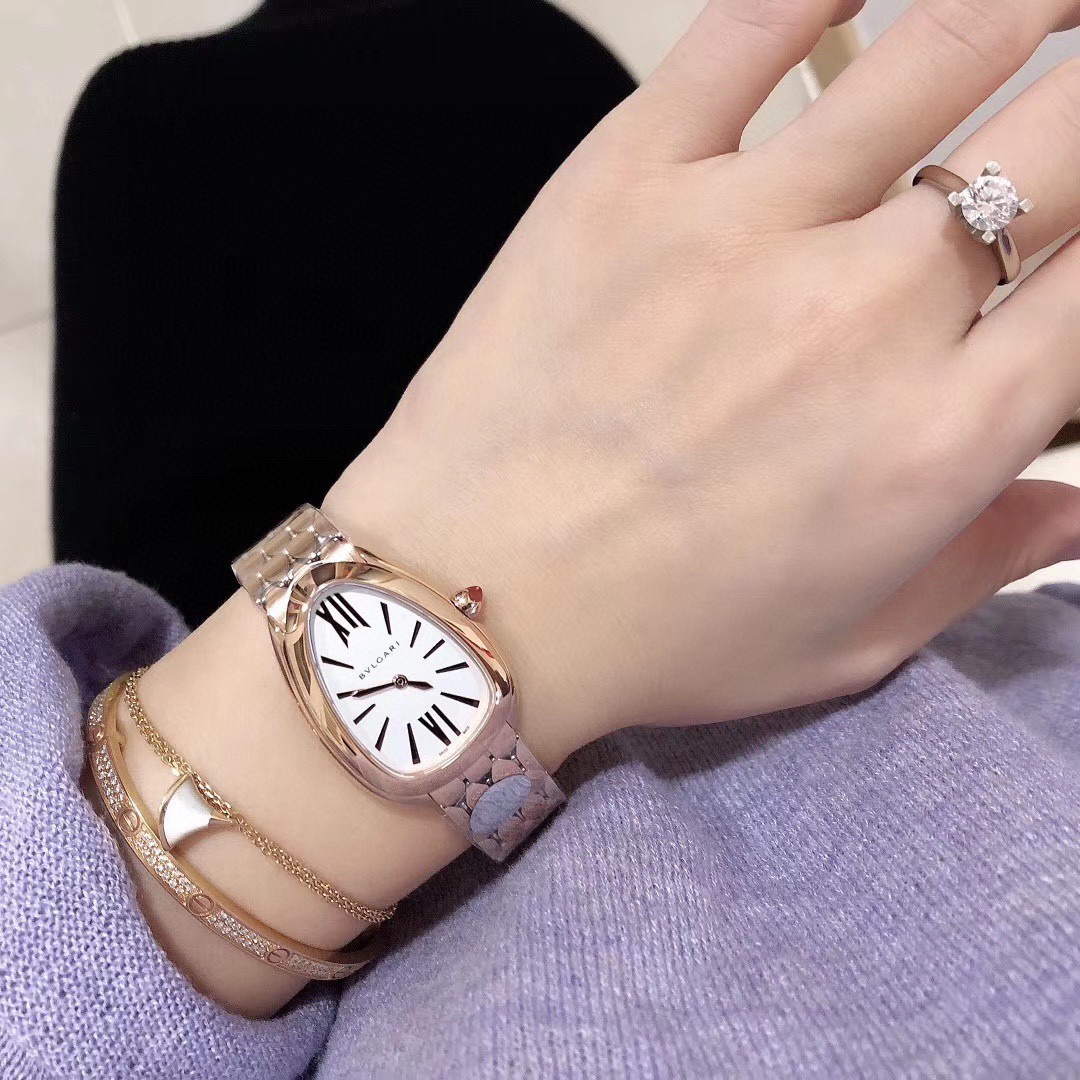Bvlgari Serpenti Seduttori Steel & Diamond Watch - Gold-Tone Luxury Bracelet Watch for Women