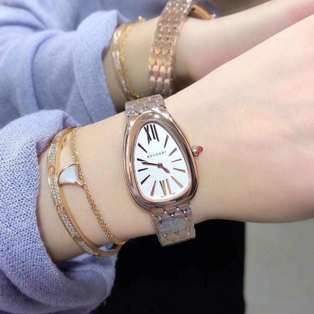 Bvlgari Serpenti Seduttori Steel & Diamond Watch - Gold-Tone Luxury Bracelet Watch for Women