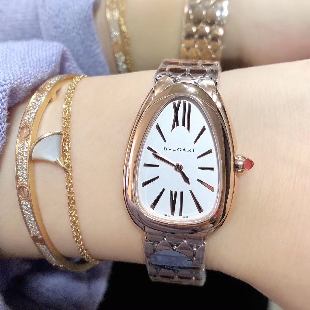 Bvlgari Serpenti Seduttori Steel & Diamond Watch - Gold-Tone Luxury Bracelet Watch for Women