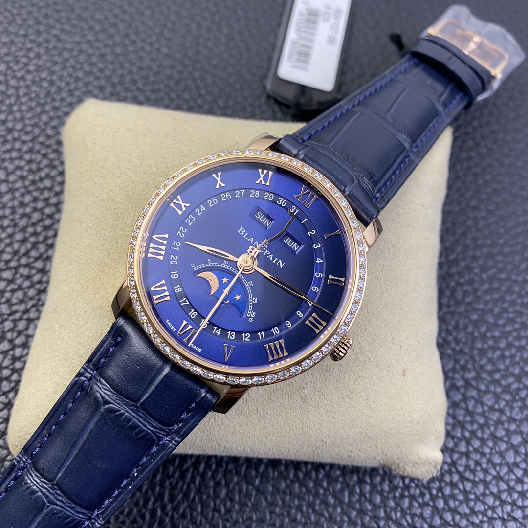 Limited Edition Blancpain Villeret 6654 Men's Dress Watch | 40mm, Alligator Strap, Sapphire Caseback