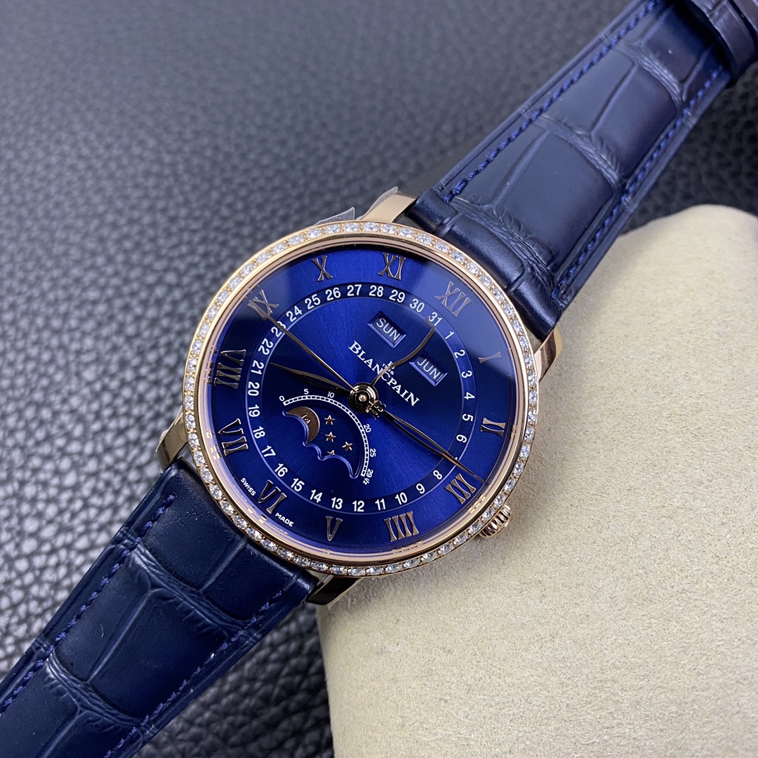 Limited Edition Blancpain Villeret 6654 Men's Dress Watch | 40mm, Alligator Strap, Sapphire Caseback