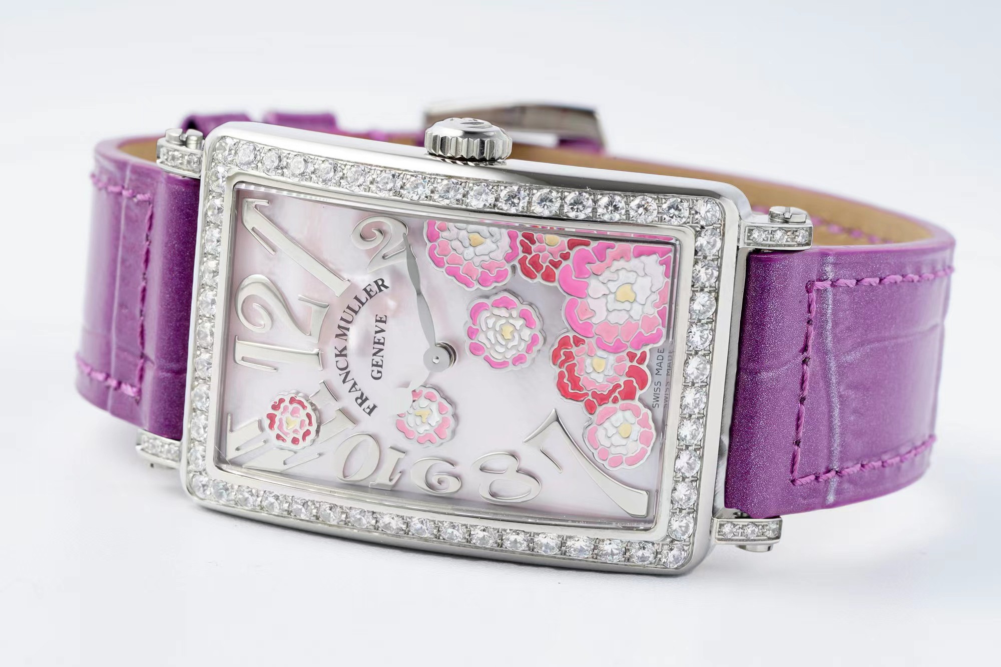Franck Muller Long Island Ladies Watch - Iconic Rectangular Case, Diamond Markers & Swiss Quartz 32x42mm