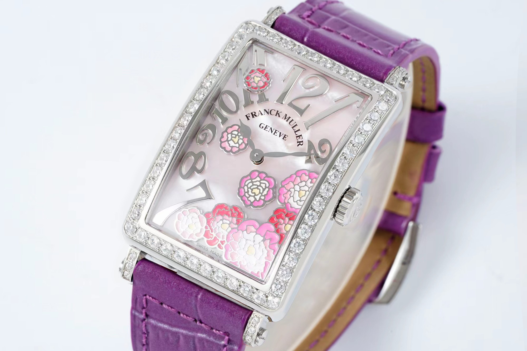Franck Muller Long Island Ladies Watch - Iconic Rectangular Case, Diamond Markers & Swiss Quartz 32x42mm