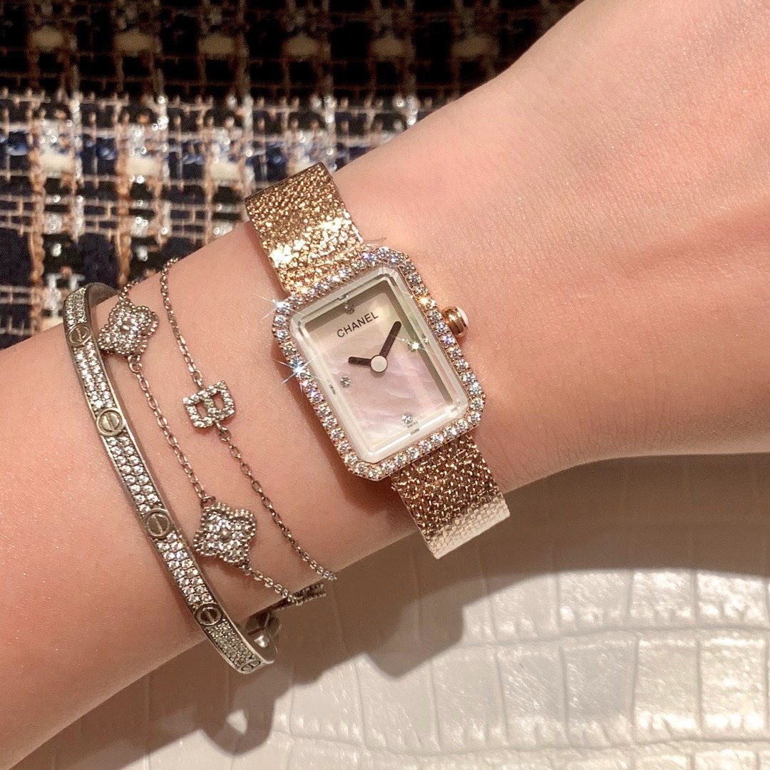 NEW Chanel Boy.Friend Women's Watch 2025 | Beige Gold Square Case | Diamond Bezel & Sapphire Crystal | Swiss Quartz Luxury Bracelet