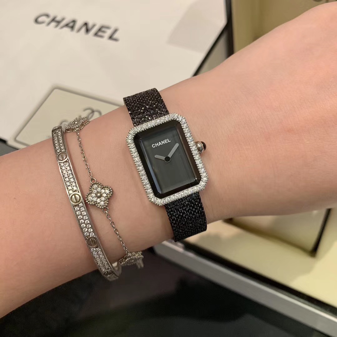 NEW Chanel Boy·Friend Women's Watch Summer 2025 | Beige Gold Square Case | Diamond Bezel & Sapphire Crystal | Swiss Quartz Bracelet