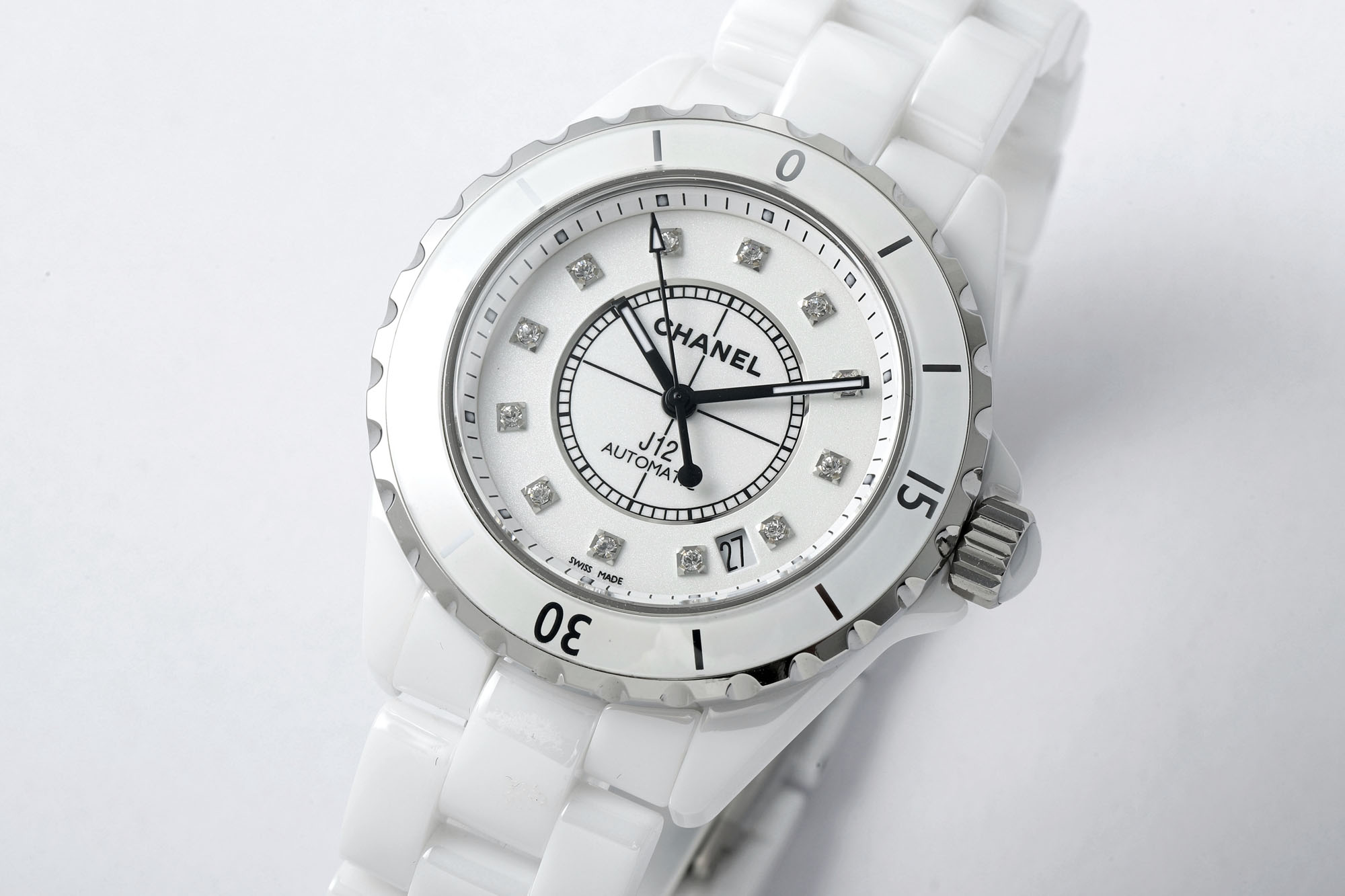 Original Chanel J12 38mm Diamond Bezel Ladies Watch - Certified Prestige, Gift Box Included