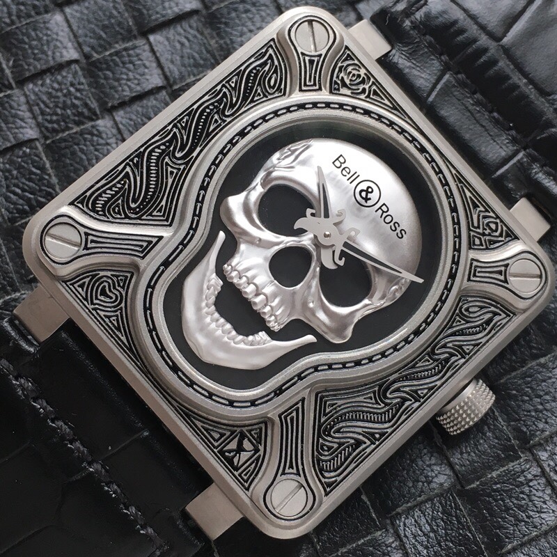 Bell & Ross BR 01 Burning Skull - Aviation Series Limited Edition Automatic Men's Watch with Iconic Skull Design