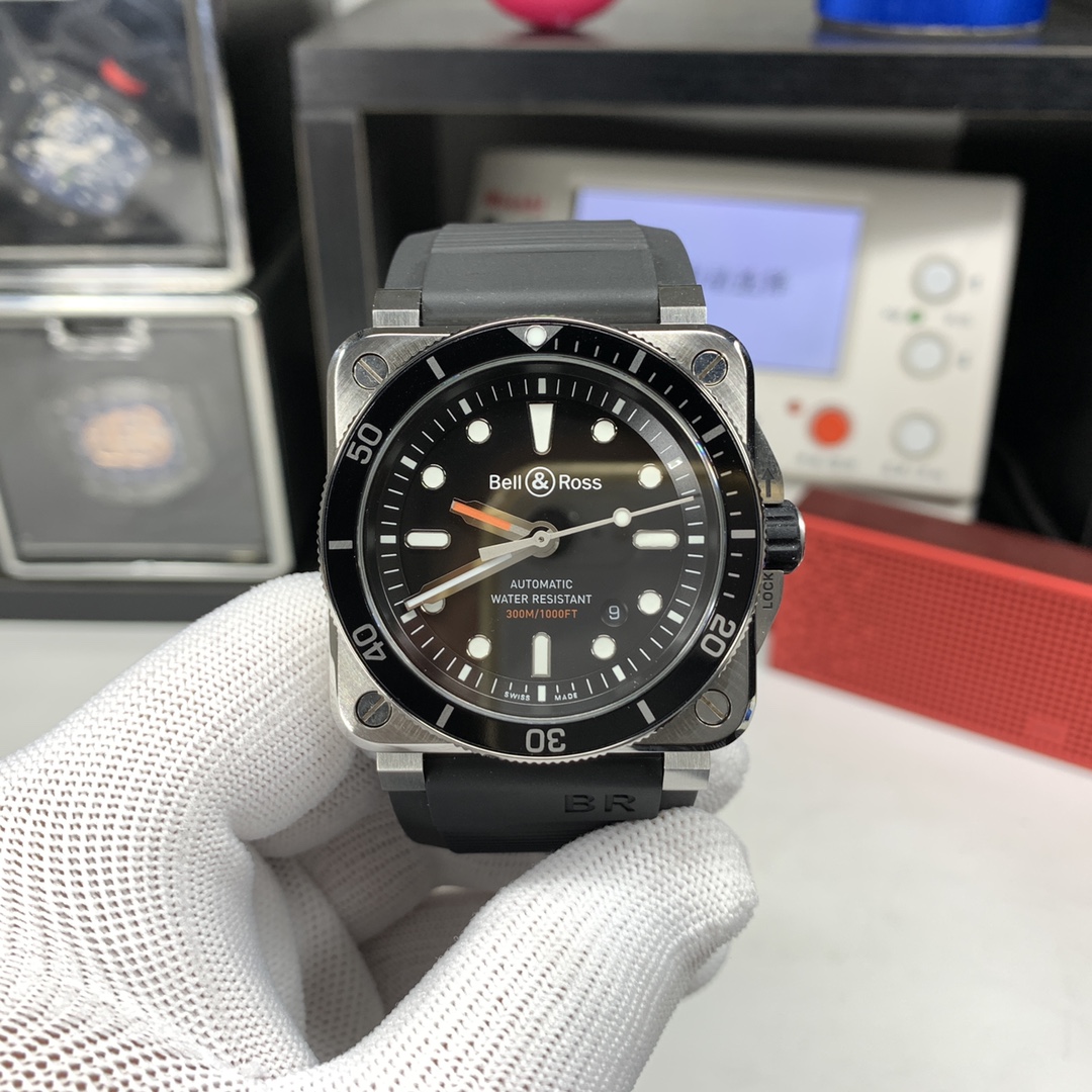 Bell & Ross BR 03-92 Diver 300m Blue Dial BR0392-D-BL-ST/SRB - ISO 6425 Certified, Swiss Automatic, Superluminova® C3 X100, Free Dive Case & Shipping