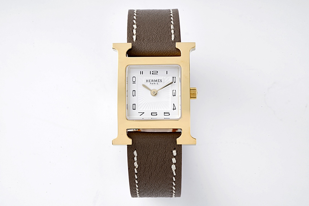 HERMÈS Heure H 1996 Philippe Mouquet Legacy: Recycled Gold H-Case, Vegetable-Tanned Barenia|Pre-Millennium Icon