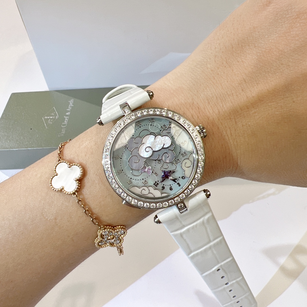 Exclusive Lady Arpels Ronde des Papillons Automatic Watch | Diamond-Set Bezel, Guilloché Enamel Dial, Swiss Craftsmanship