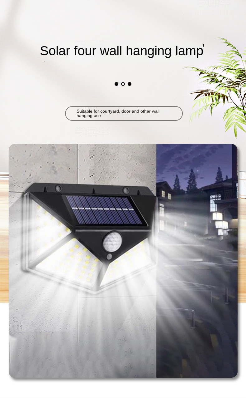 Cross-border hot-selling solar wall lamp home outdoor street lamp waterproof human body induction wall lamp manufacturers in stock.