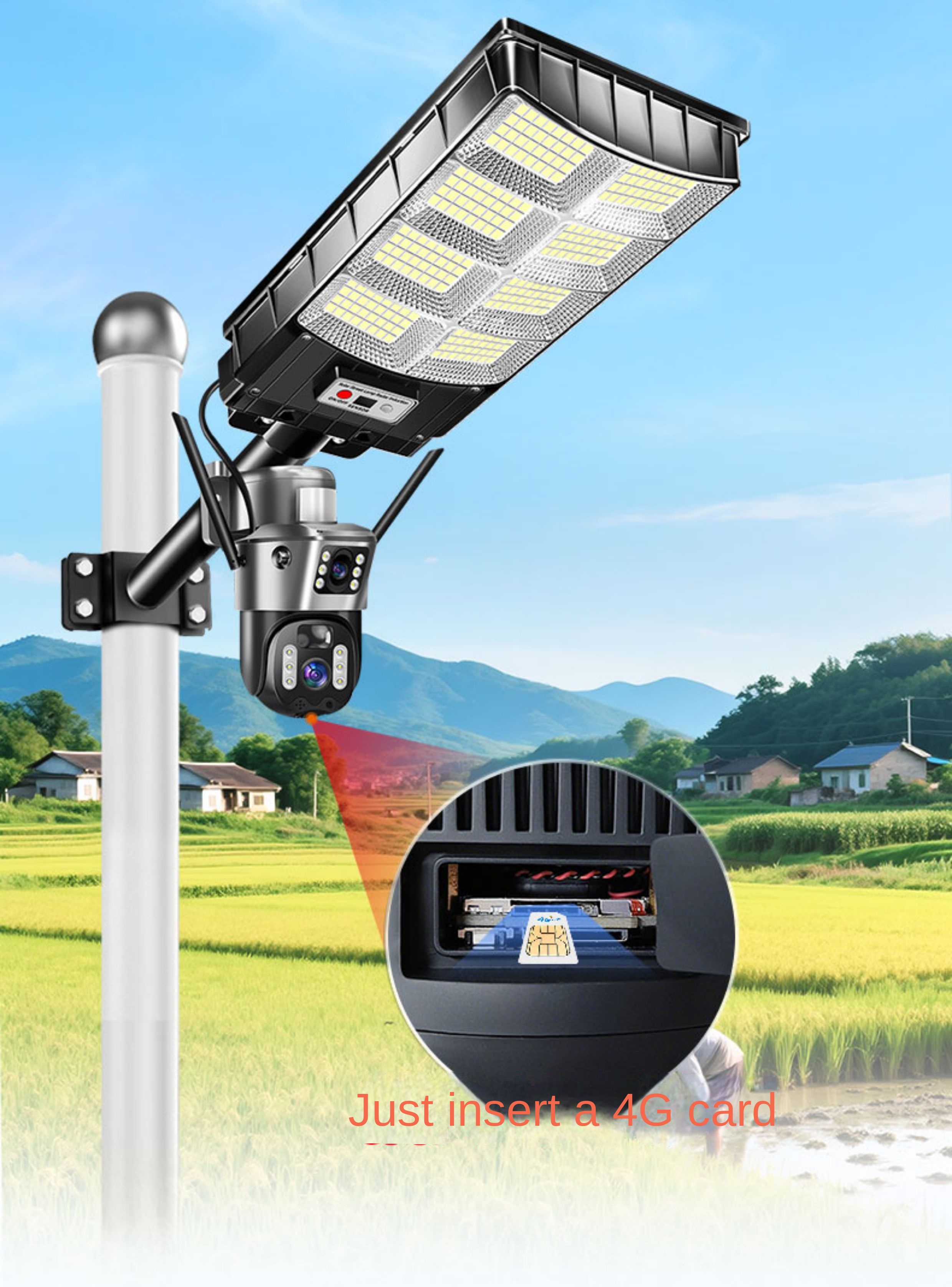 Solar camera monitoring remote outdoor high-definition camera with street lamp, no electricity and no network mobile phone