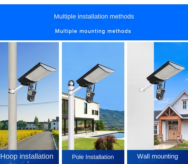 Solar energy integrated monitoring street lamp High-power wall-mounted solar street lamp for outdoor courtyard community
