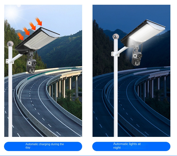 Solar energy integrated monitoring street lamp High-power wall-mounted solar street lamp for outdoor courtyard community