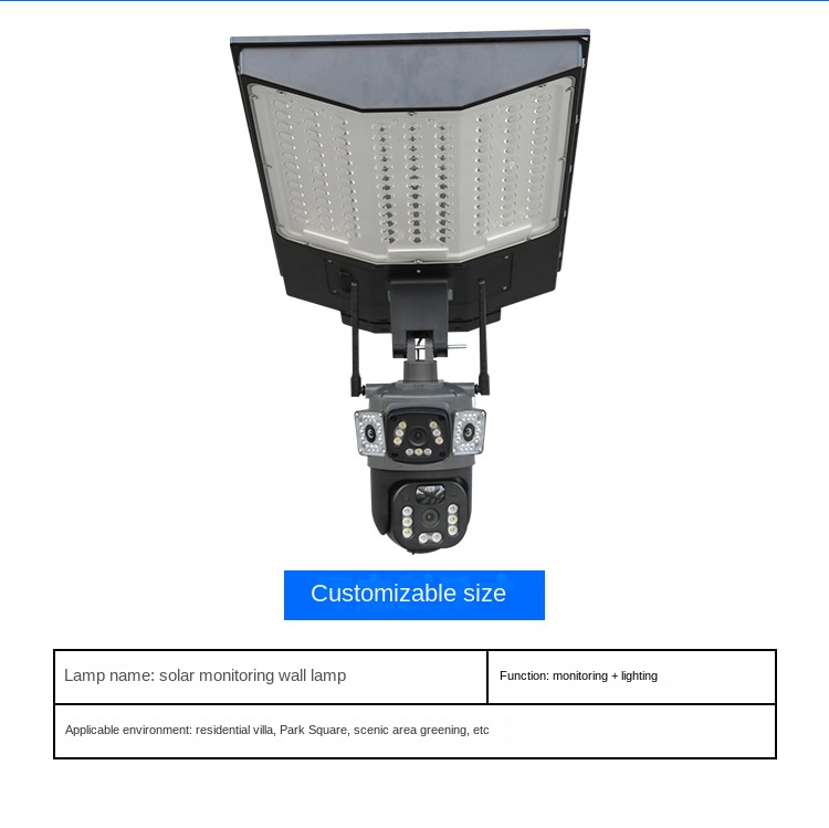Solar energy integrated monitoring street lamp High-power wall-mounted solar street lamp for outdoor courtyard community
