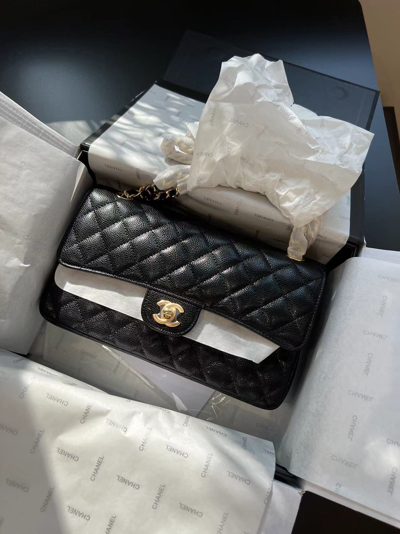 Chanel Cf Black Gold 23