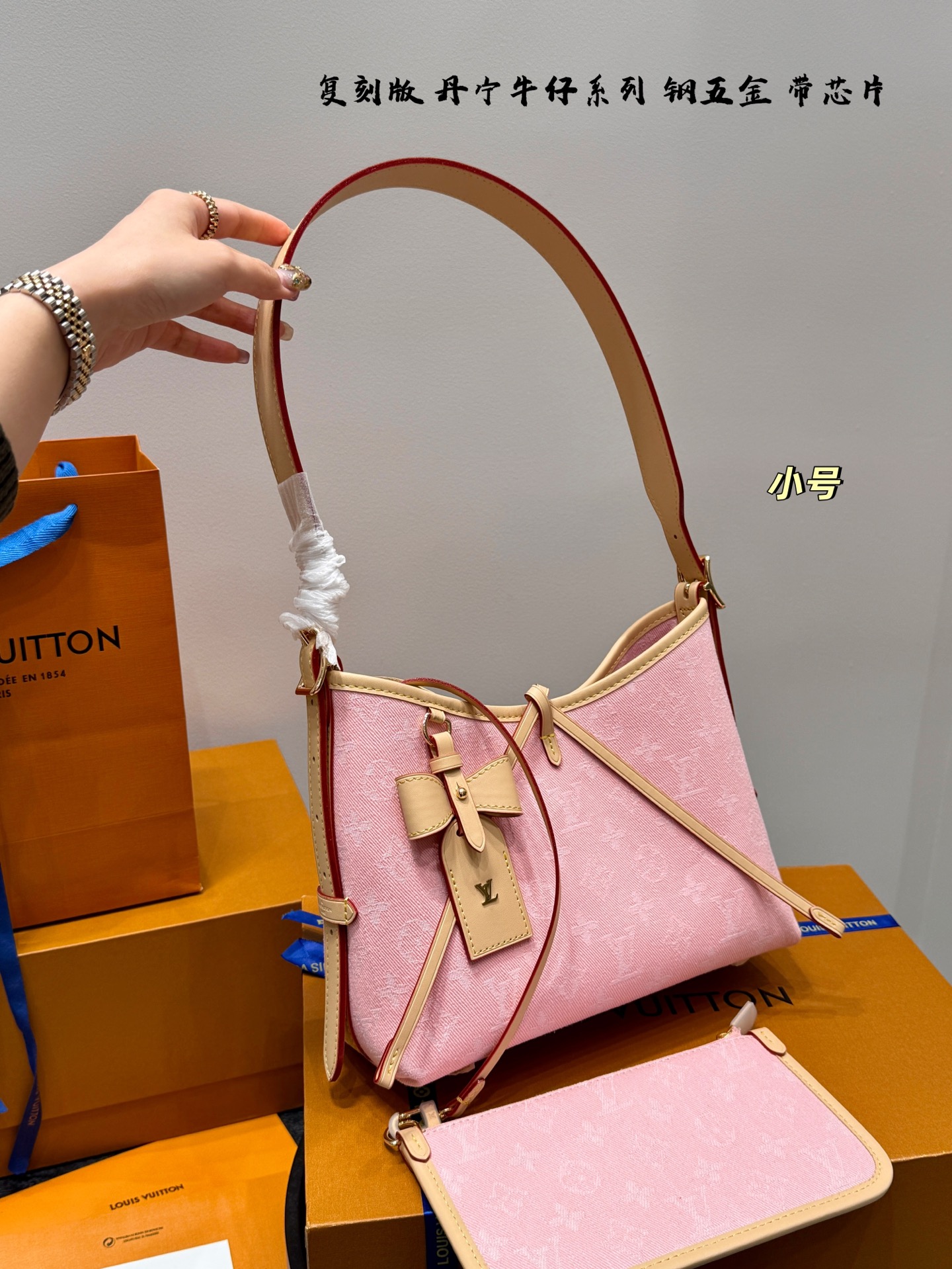 LV denim carryall small mini