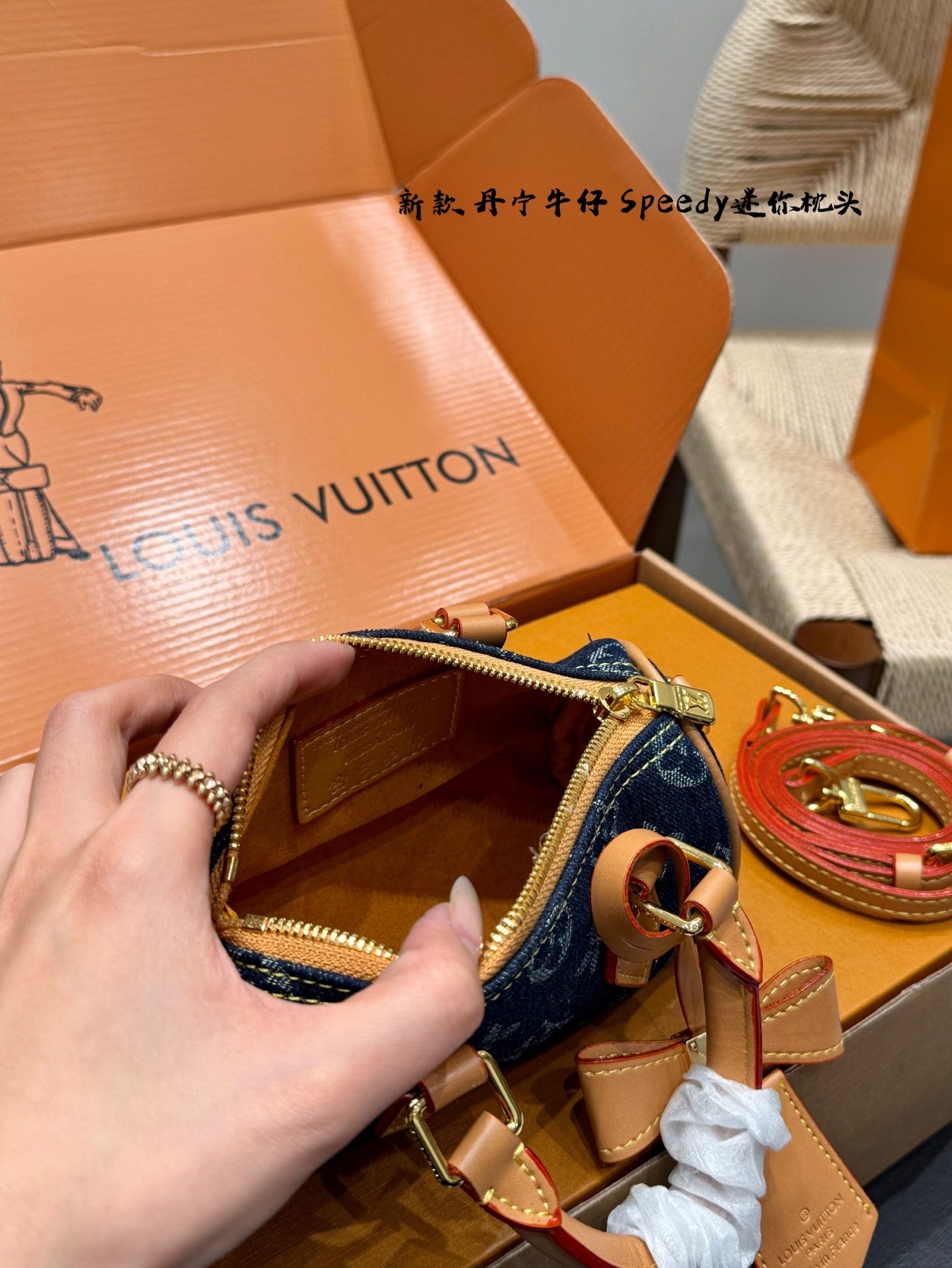 LV denim speedy nano