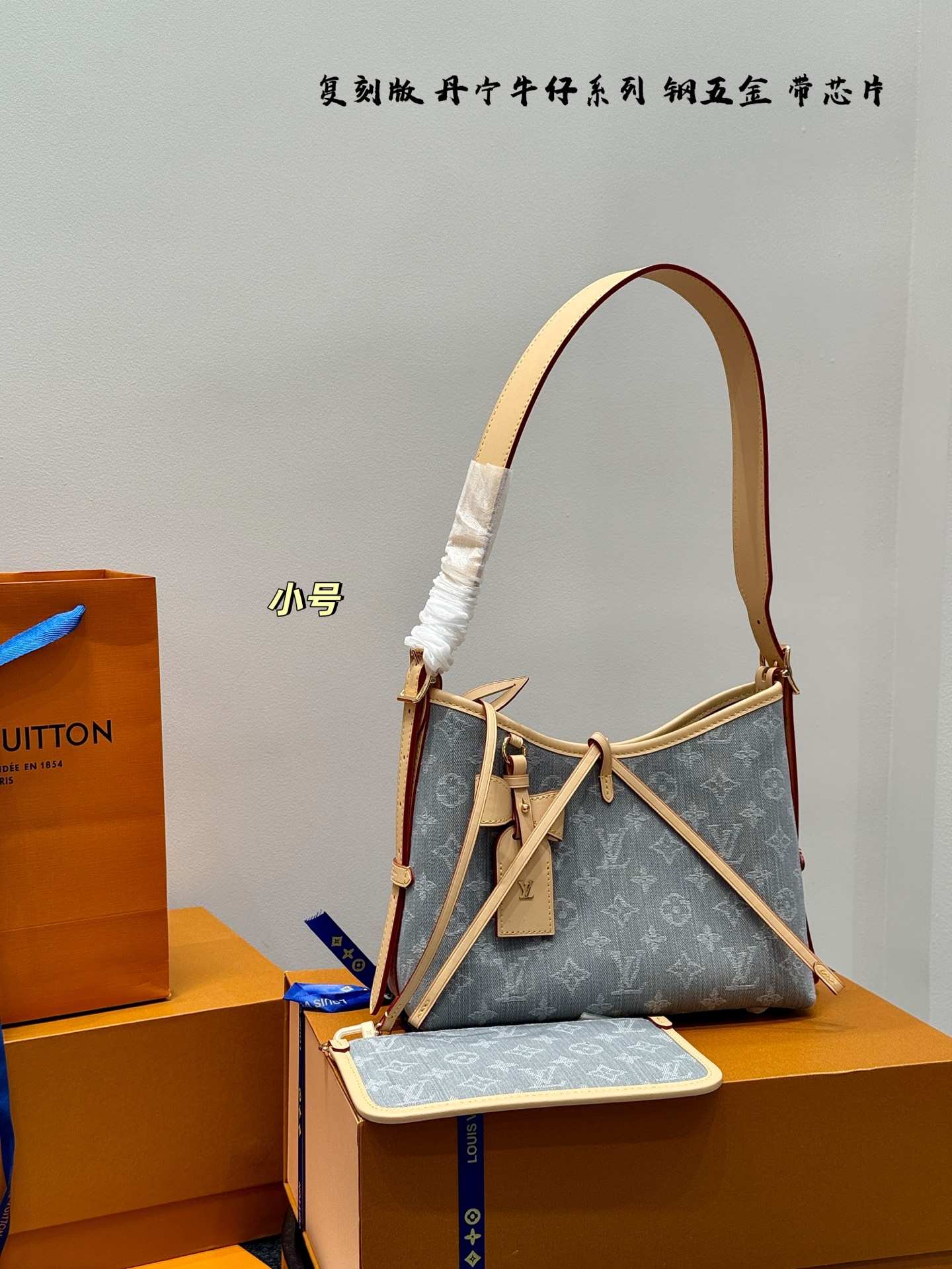 LV denim carryall small mini