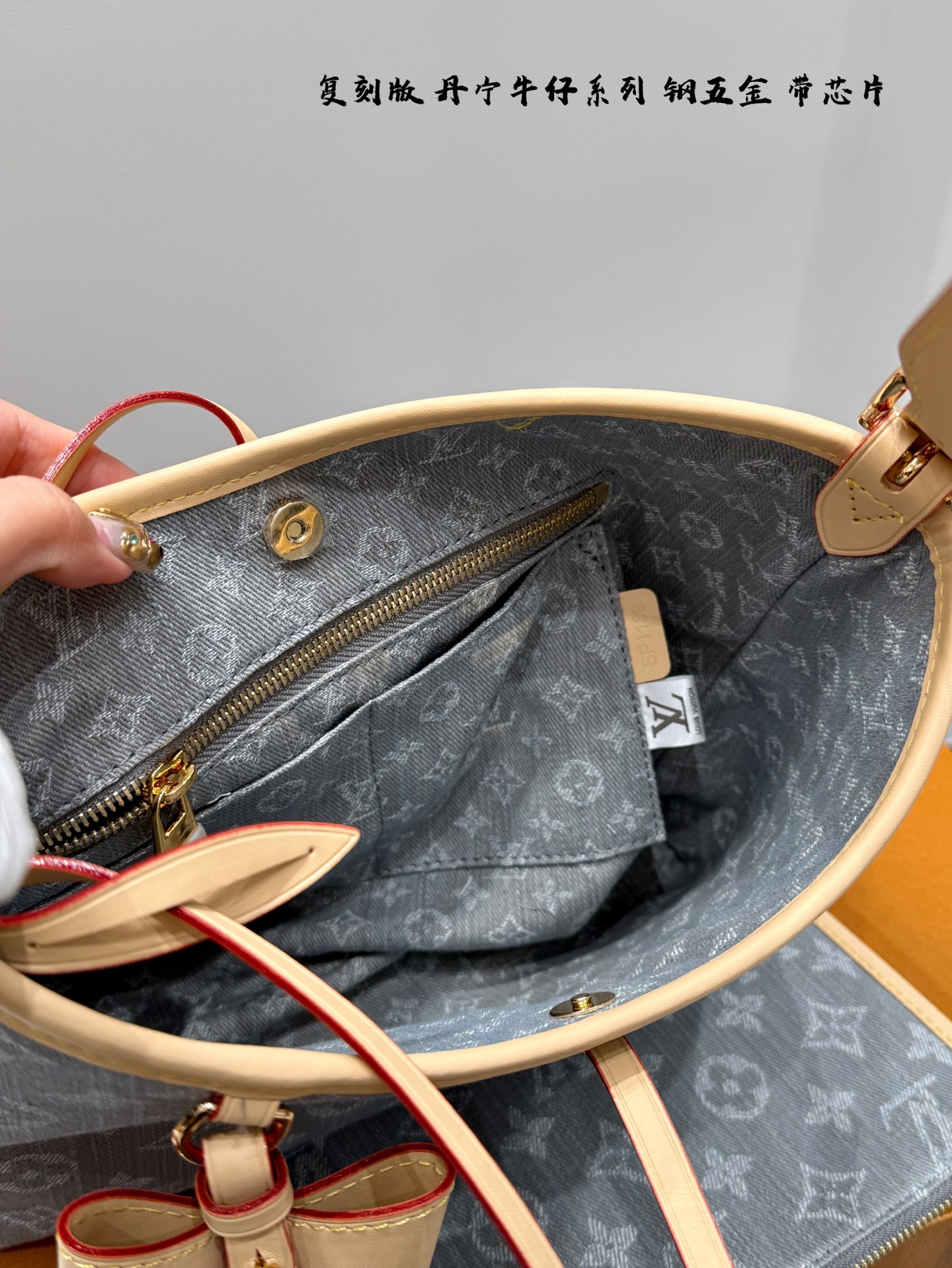 LV denim carryall small mini