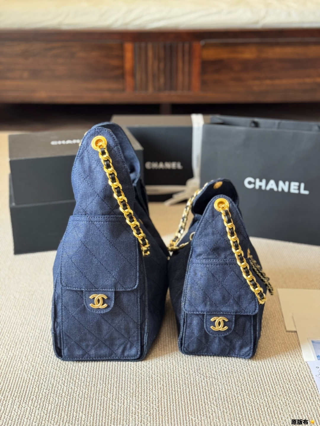 Chanel 25s dark blue