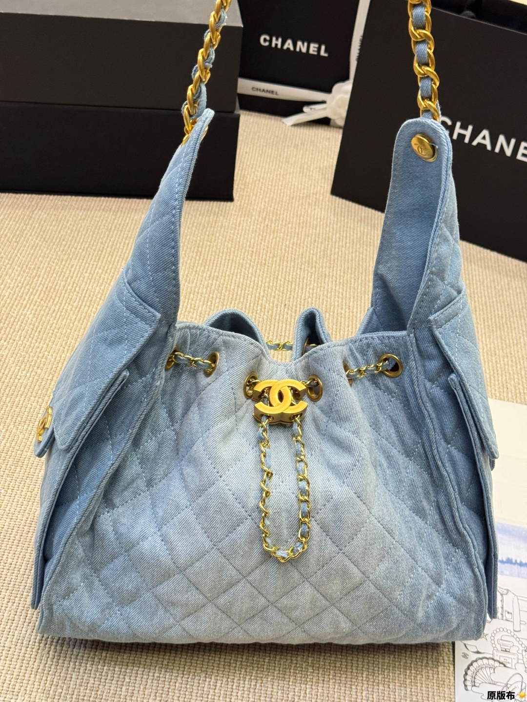 Chanel 25s light blue