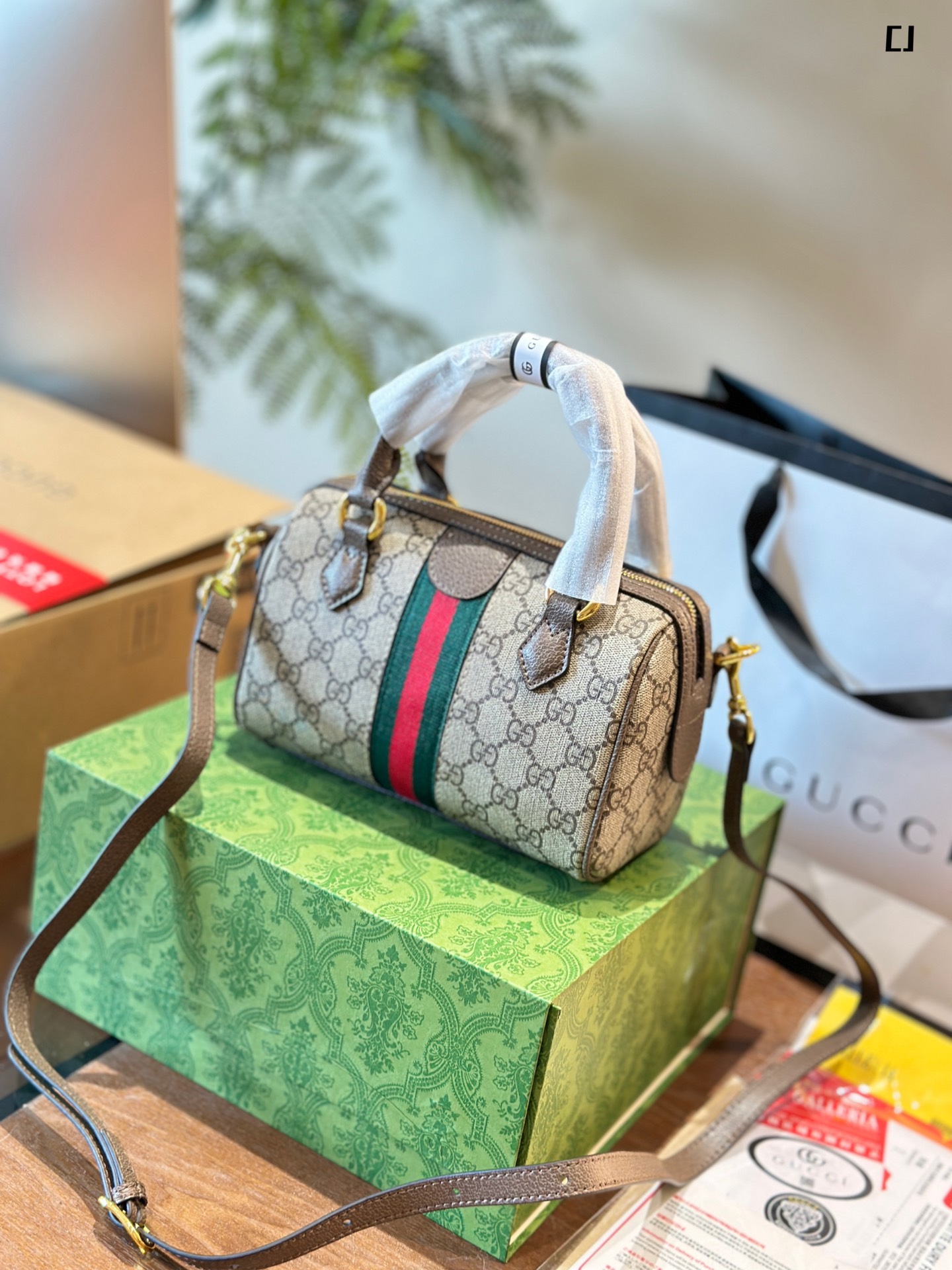 Gucci Ophidia Small Boston Bucket Bag