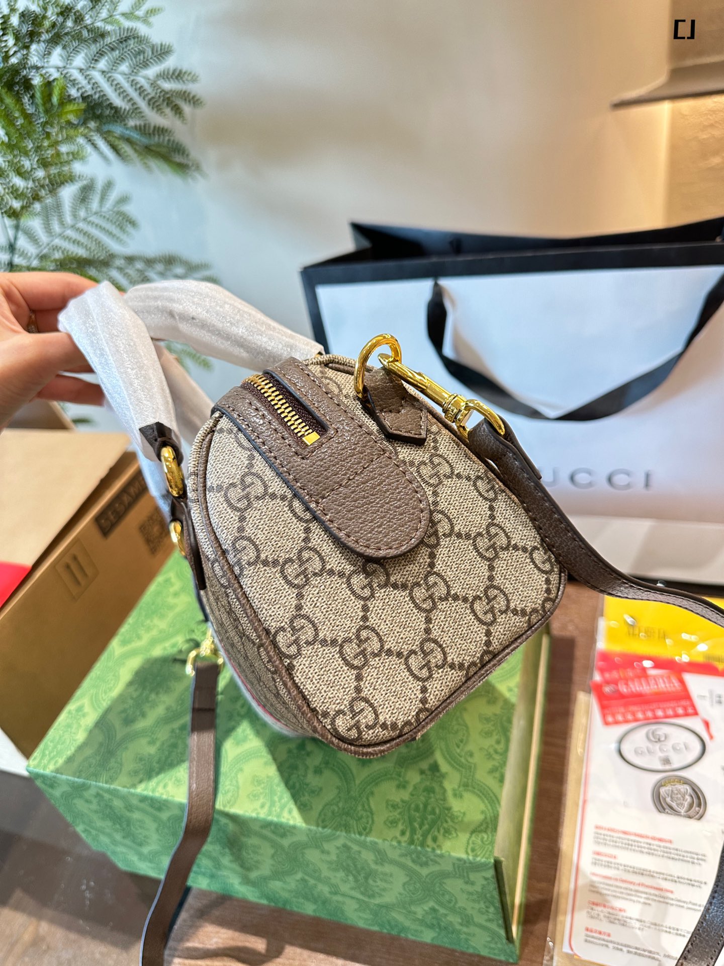 Gucci Ophidia Small Boston Bucket Bag