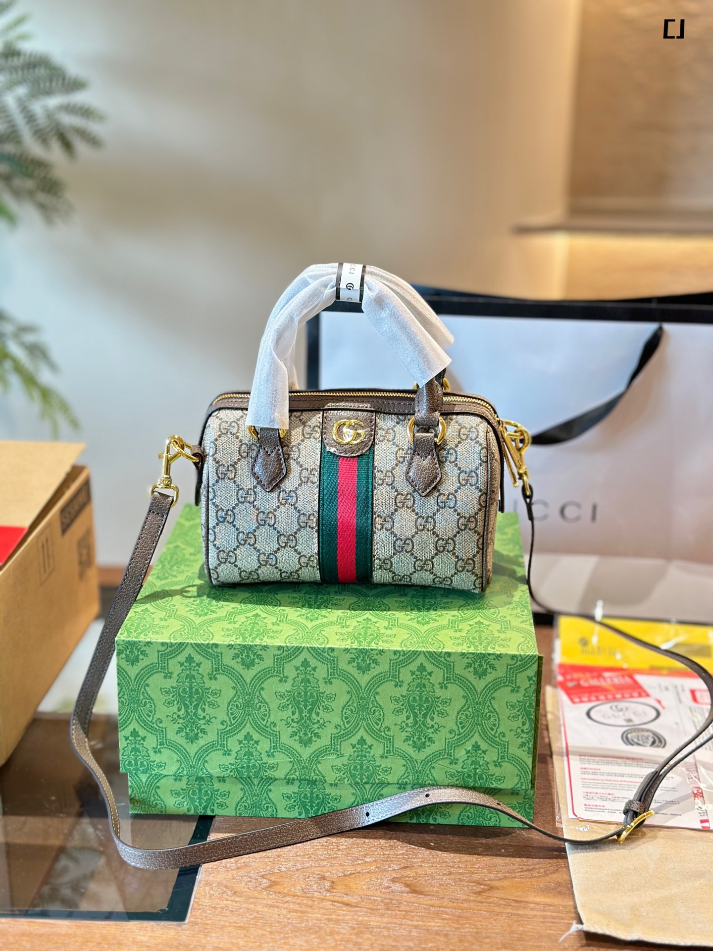 Gucci Ophidia Small Boston Bucket Bag