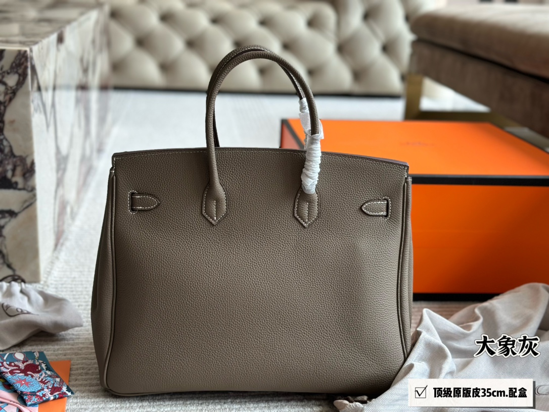 Hermès Brikin Elephant Gray 35cm