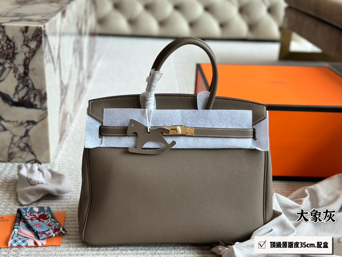 Hermès Brikin Elephant Gray 35cm