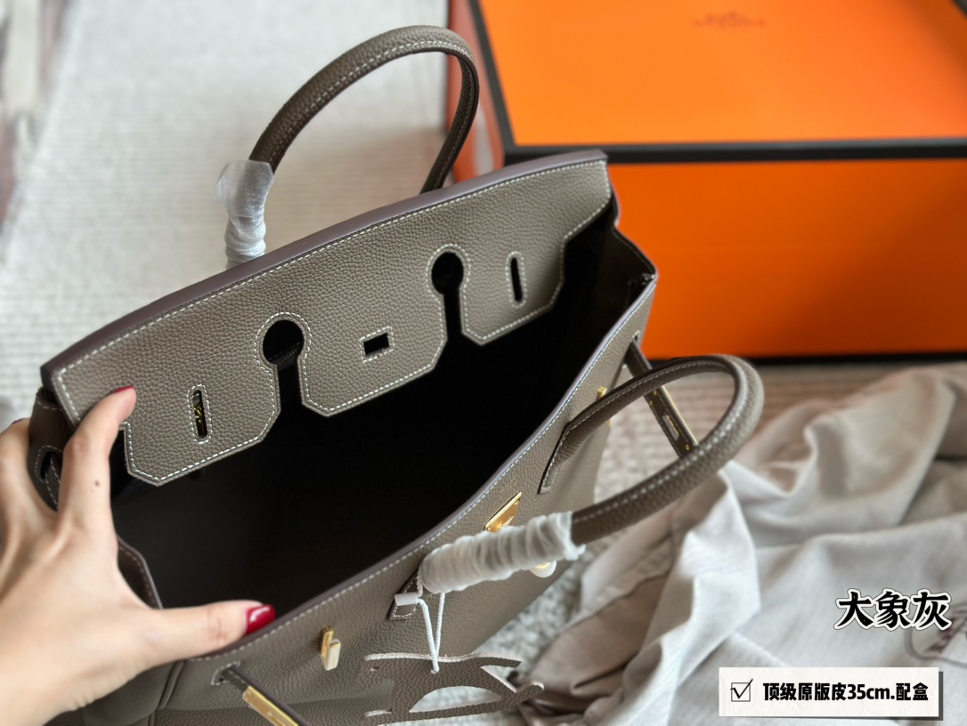 Hermès Brikin Elephant Gray 35cm