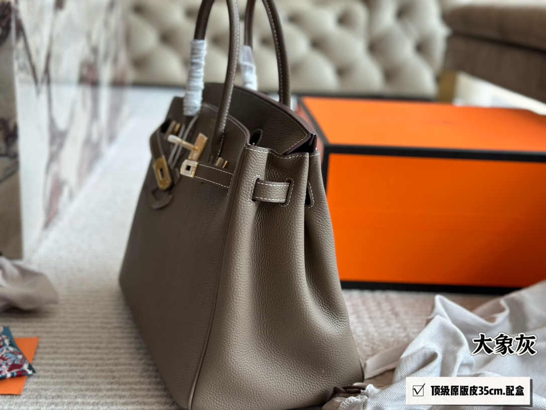 Hermès Brikin Elephant Gray 35cm