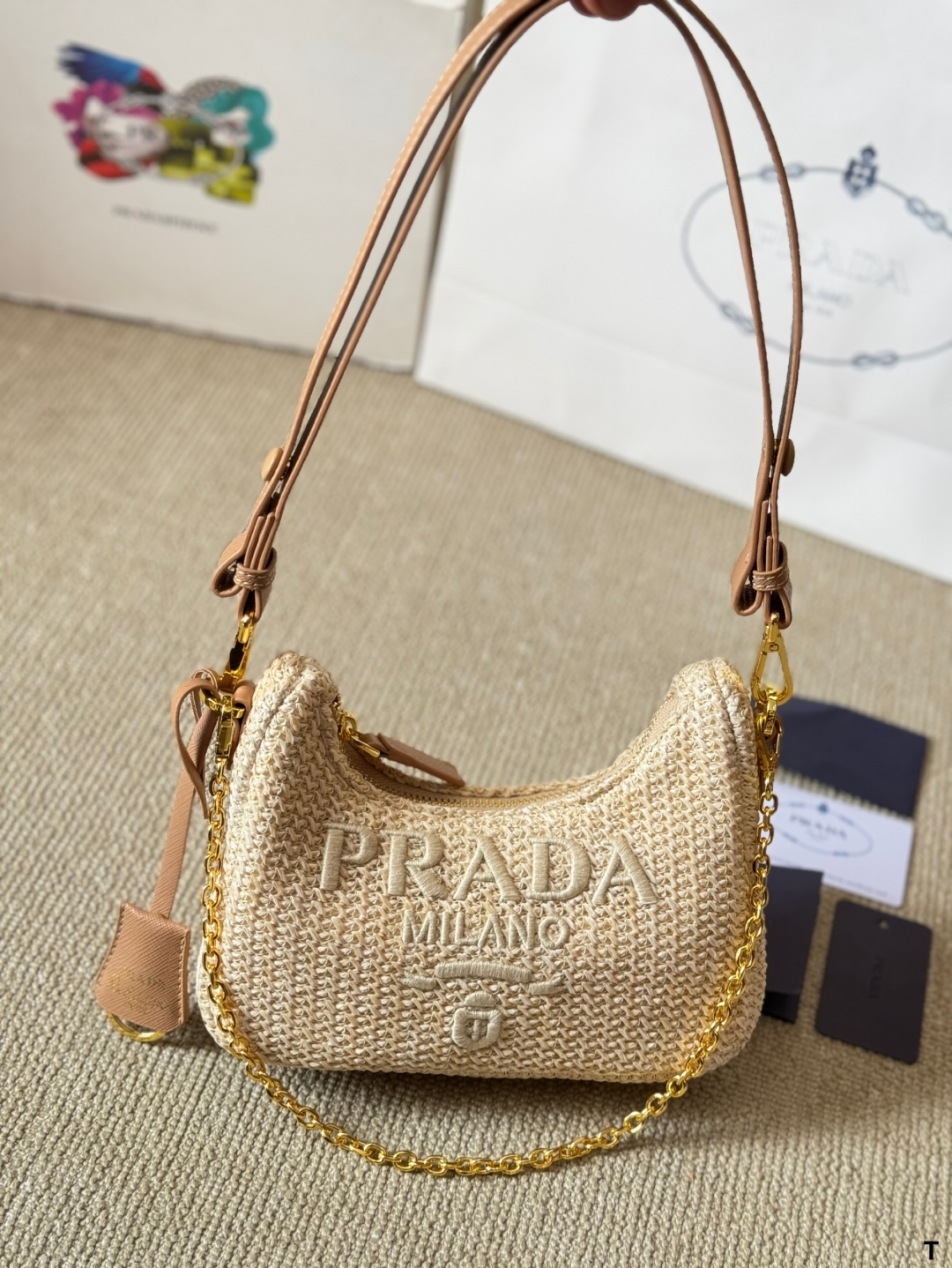 Prada 3-in-1 straw hobo