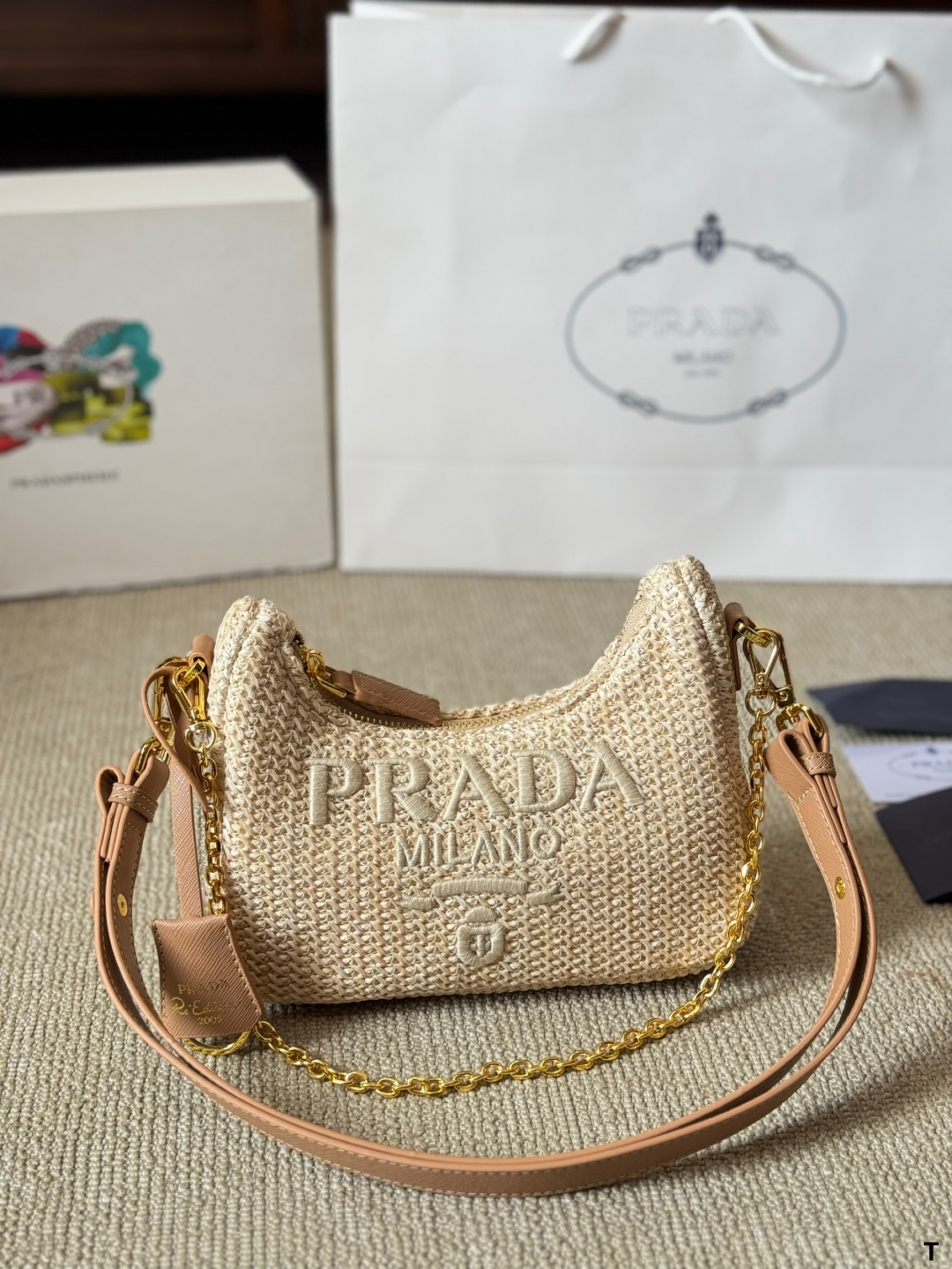 Prada 3-in-1 straw hobo