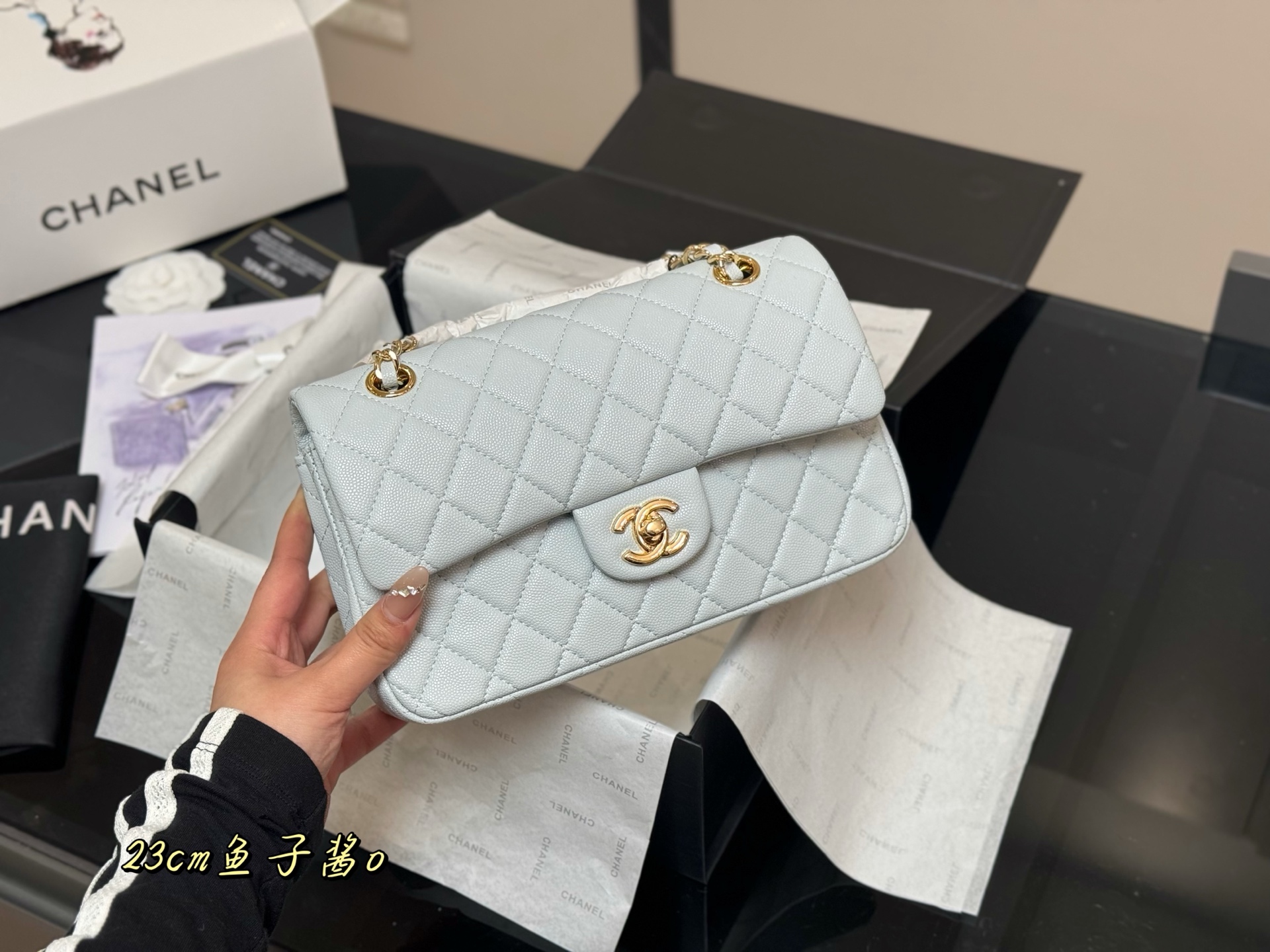 Chanel  CF baby blue Caviar 23
