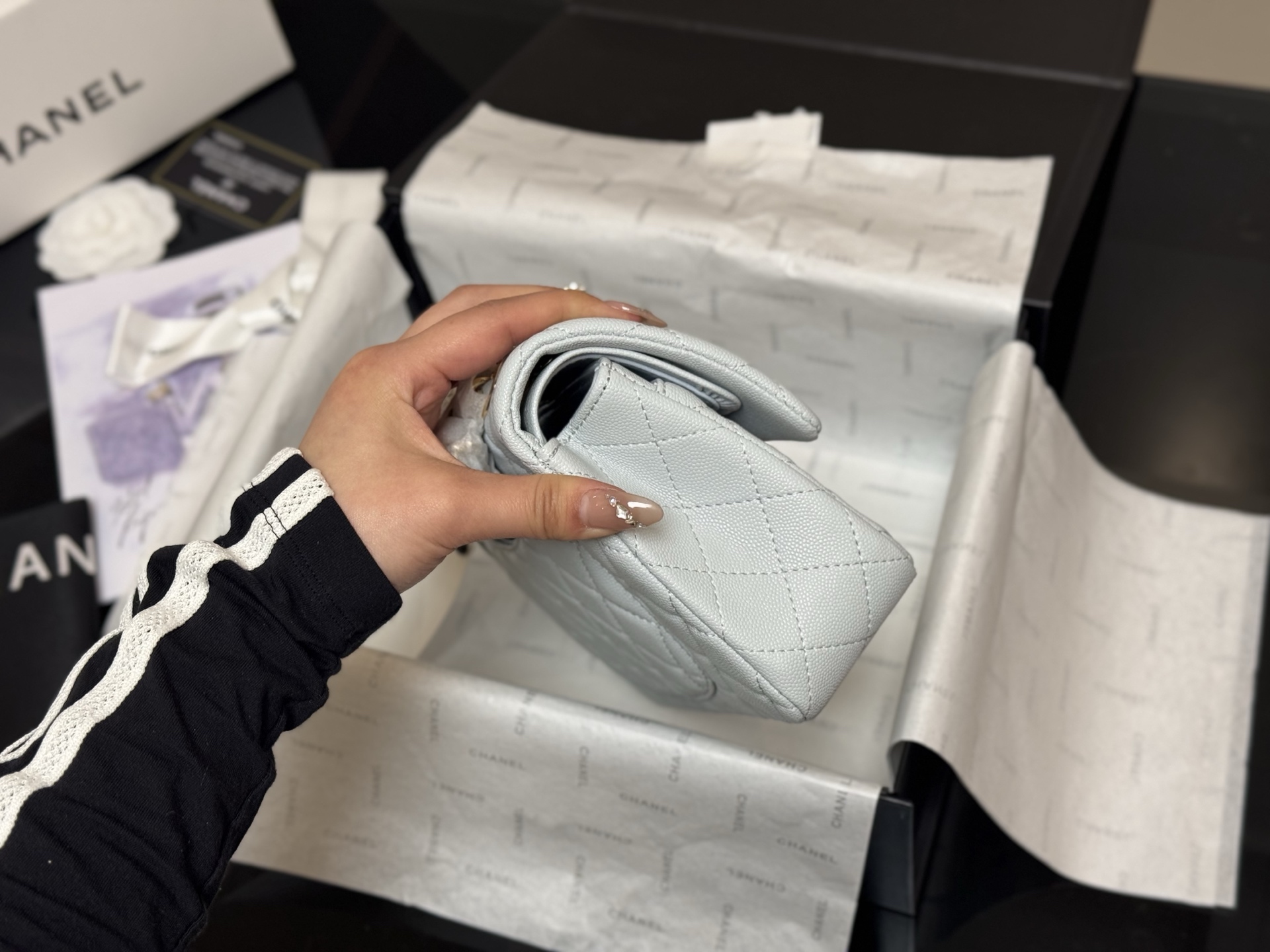 Chanel  CF baby blue Caviar 23