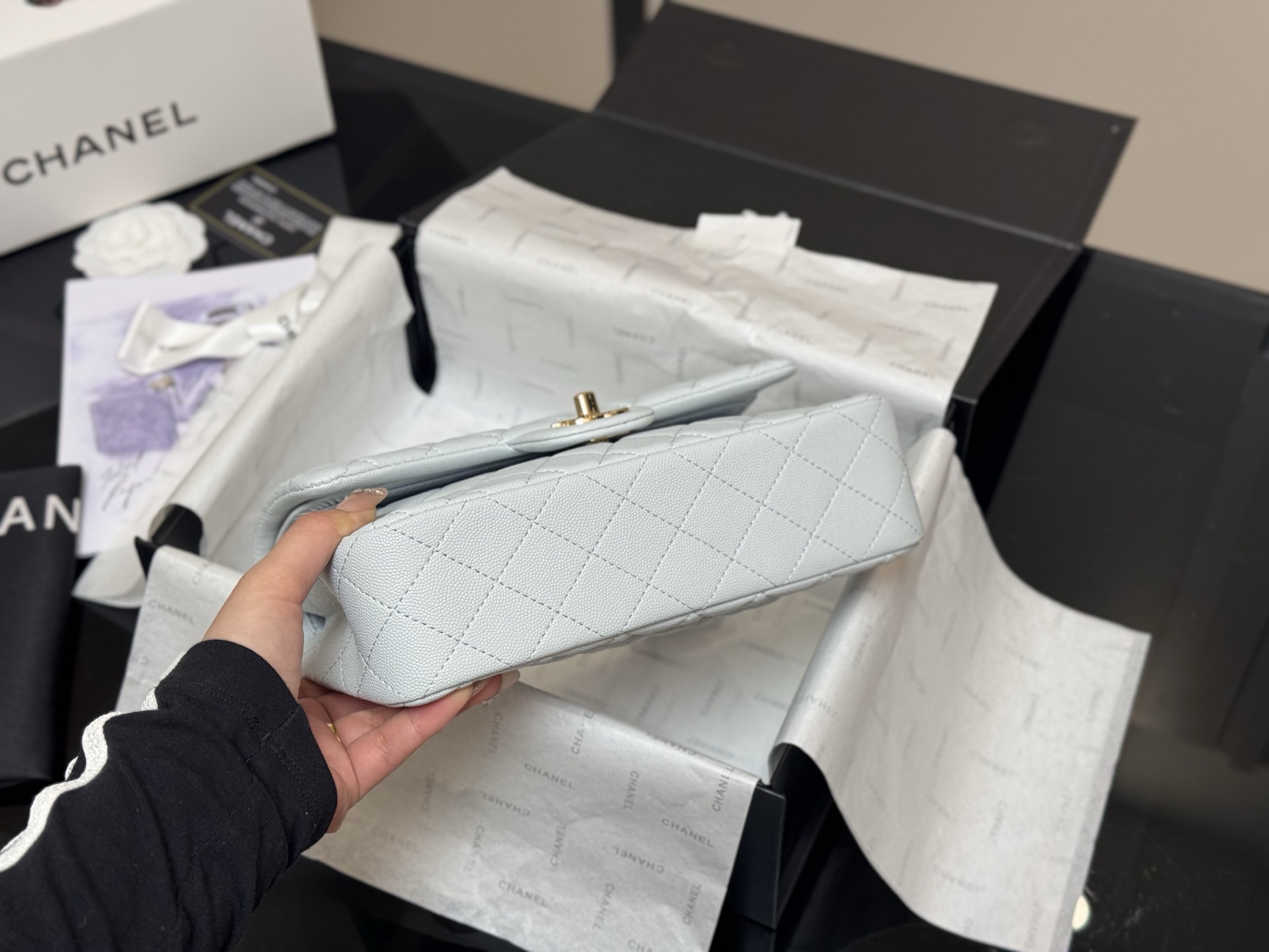 Chanel  CF baby blue Caviar 23