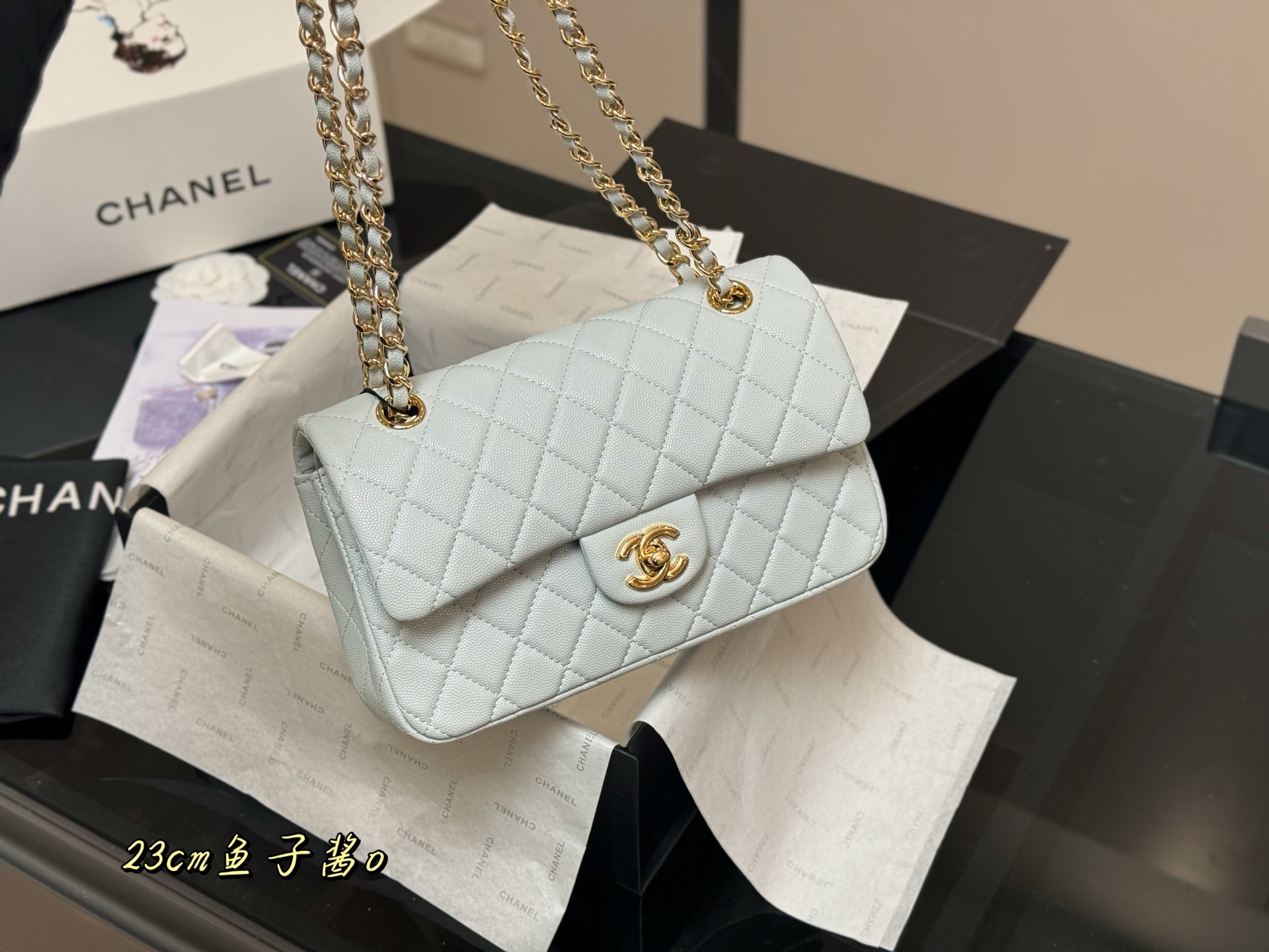 Chanel  CF baby blue Caviar 23