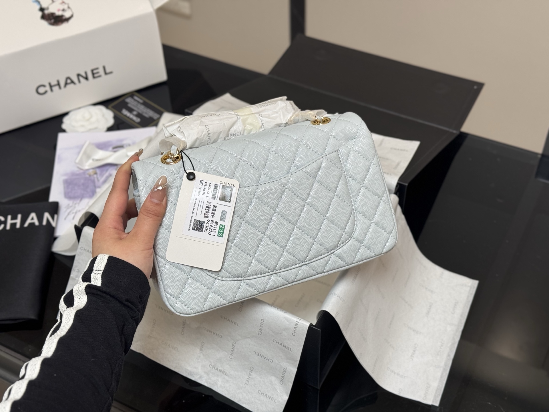 Chanel  CF baby blue Caviar 23