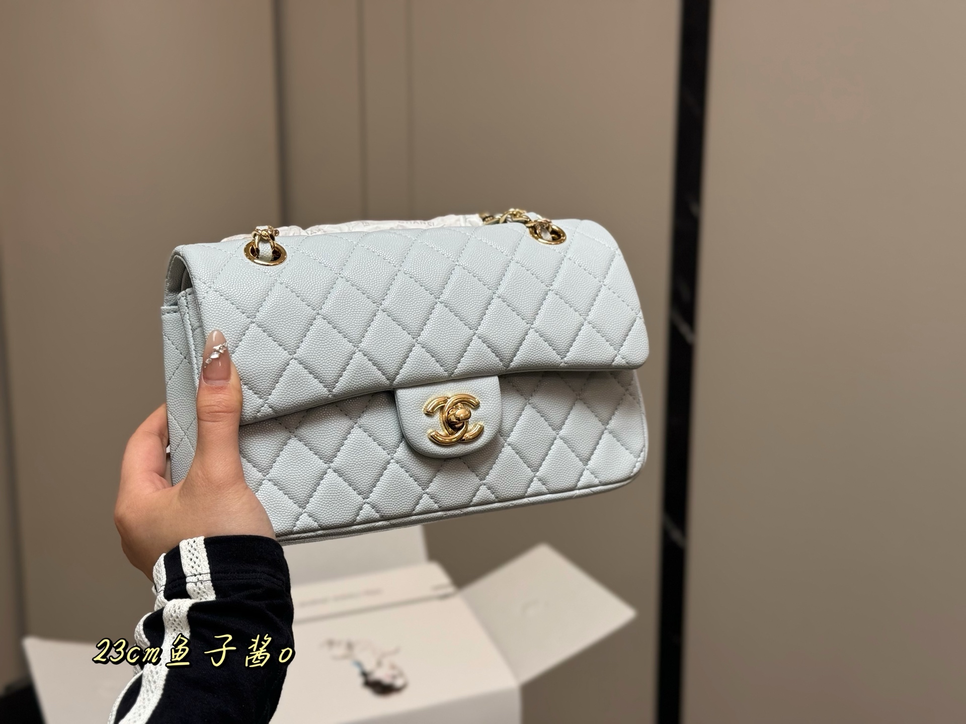 Chanel  CF baby blue Caviar 23