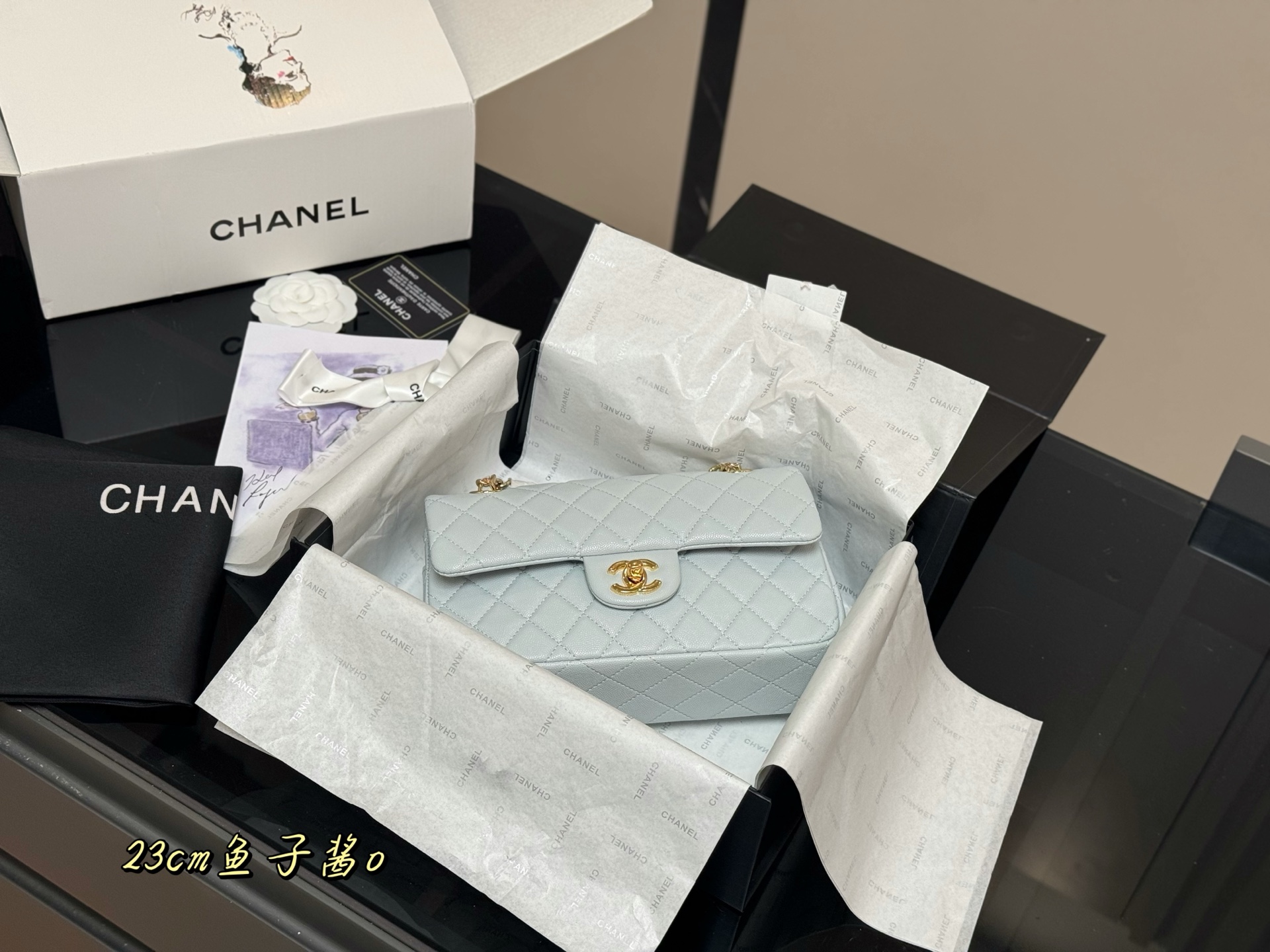 Chanel  CF baby blue Caviar 23