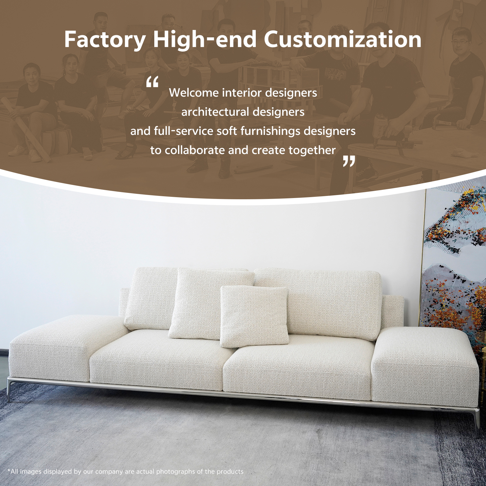 Italian minimalist designer PARK sofa, living room light luxury fabric straight row couch, modular combination sofa set.