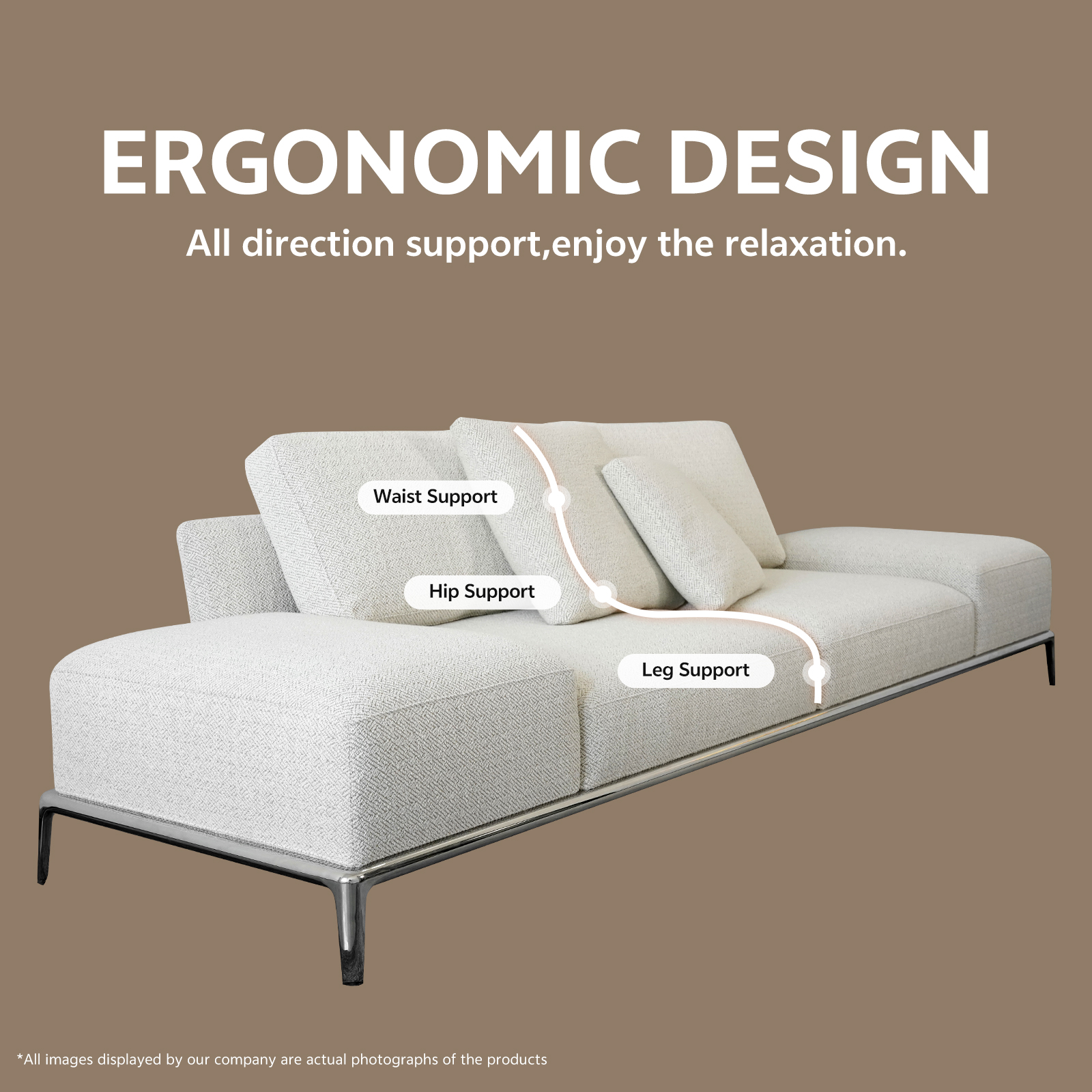 Italian minimalist designer PARK sofa, living room light luxury fabric straight row couch, modular combination sofa set.