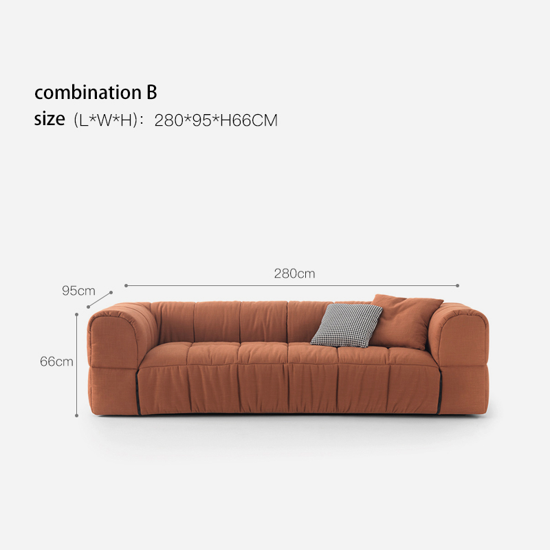 Italian minimalist designer pixel sofa, retro living room leather and fabric combination sofa set.