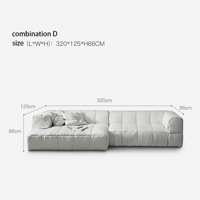 Italian minimalist designer pixel sofa, retro living room leather and fabric combination sofa set.