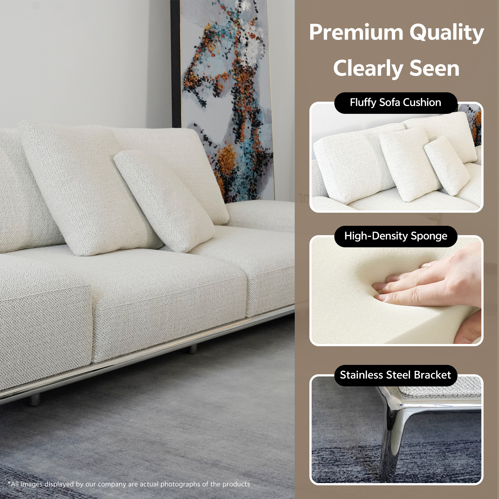 Italian minimalist designer PARK sofa, living room light luxury fabric straight row couch, modular combination sofa set.