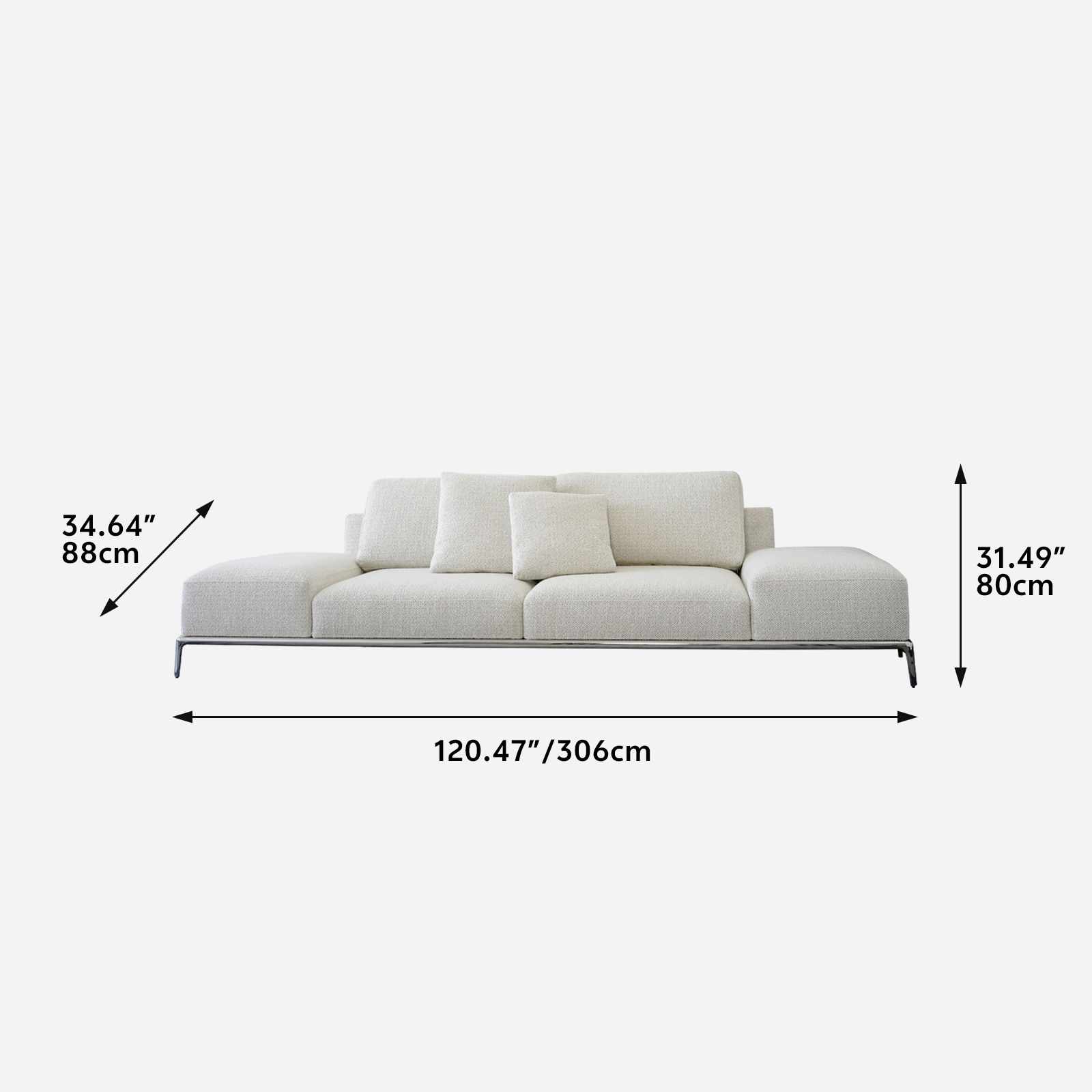 Italian minimalist designer PARK sofa, living room light luxury fabric straight row couch, modular combination sofa set.