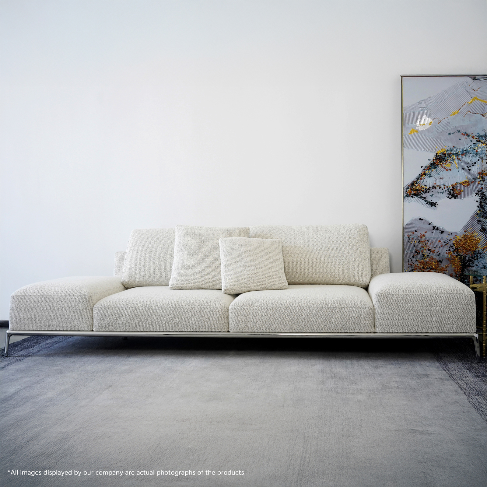 Italian minimalist designer PARK sofa, living room light luxury fabric straight row couch, modular combination sofa set.